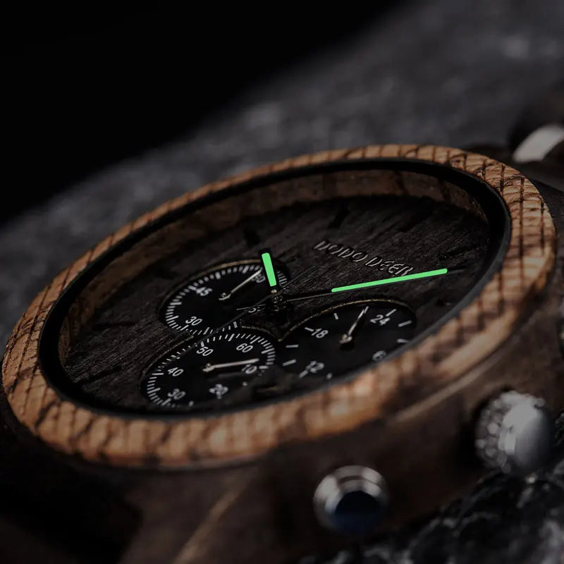 Wood Watches Mens Top Luxury Brand Мужские Часы Stop Watch Quartz Montre Homme Casual Complete Calendar in Gift Box