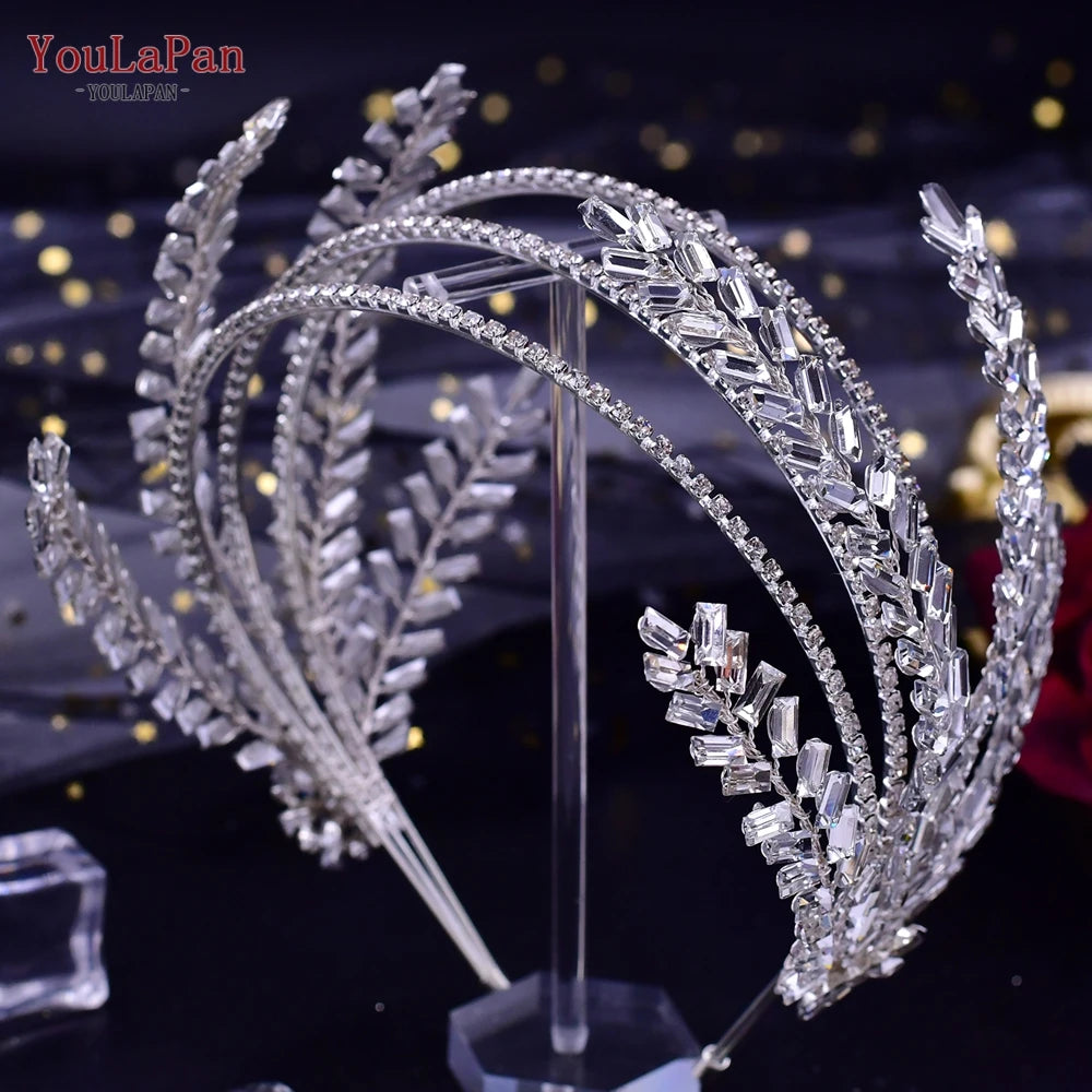 Handmade Pearl Hair Hoop Bride Elegant Alloy Leaf Hairbands Bridal Rhinestone Hair Tiara Wedding Hair Accessories HP322