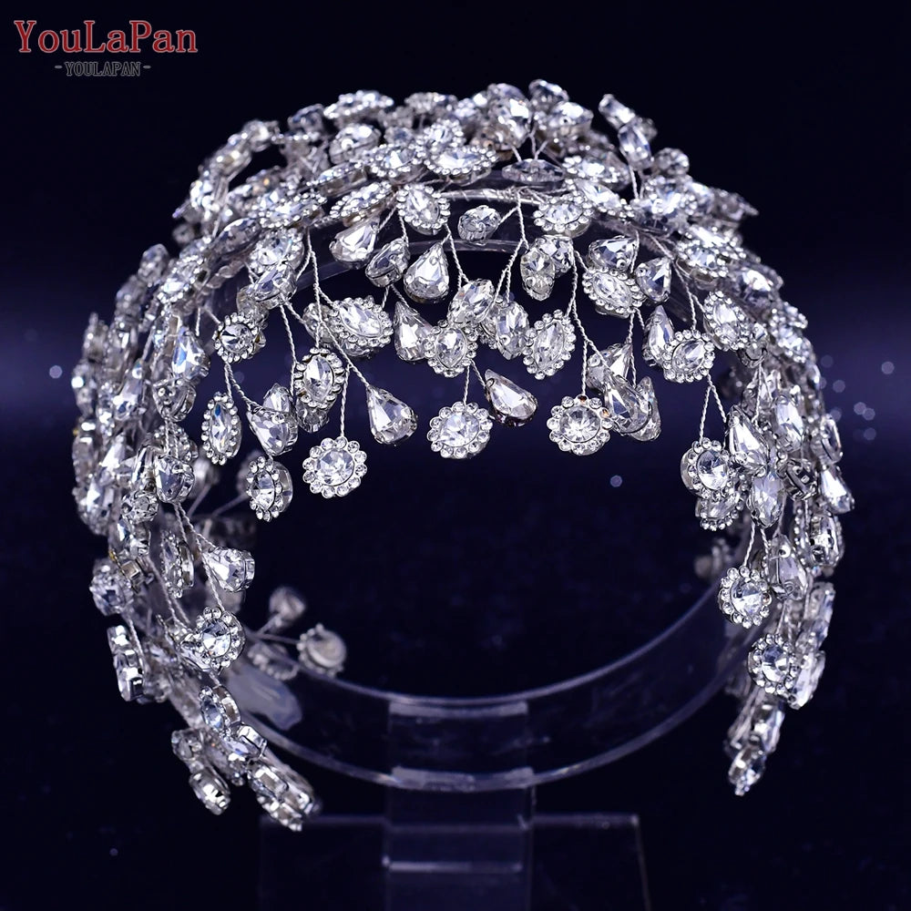 Handmade Pearl Hair Hoop Bride Elegant Alloy Leaf Hairbands Bridal Rhinestone Hair Tiara Wedding Hair Accessories HP322