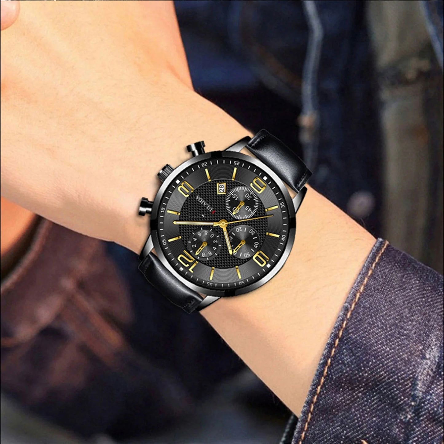 Fmkaul Mens Watch Sport Stainless Steel Case Belt Band Quartz Analog Wrist Watches