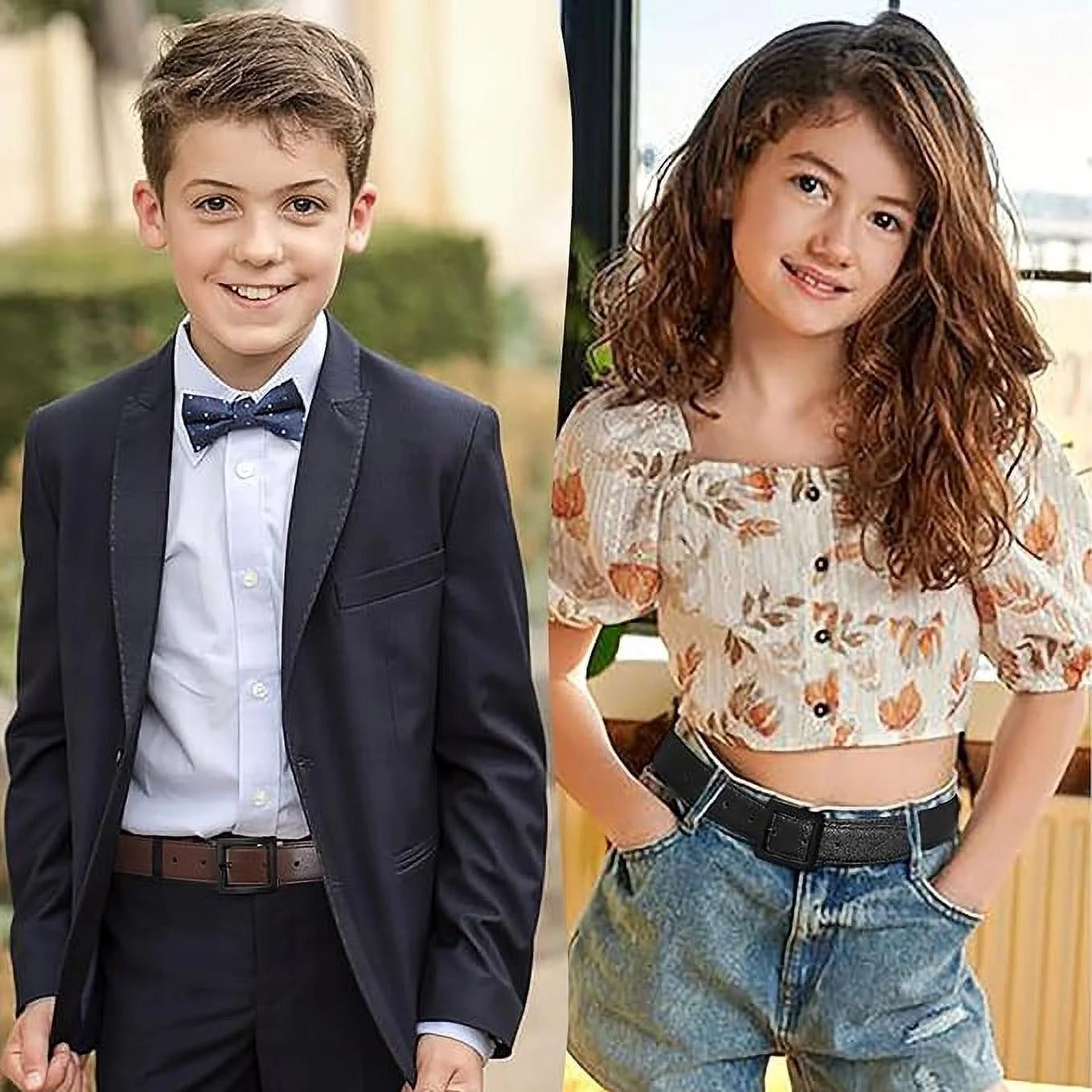 Kids Reversible Leather Belts- Brown and Black Leather Belt Two in One Formal Casual Belt