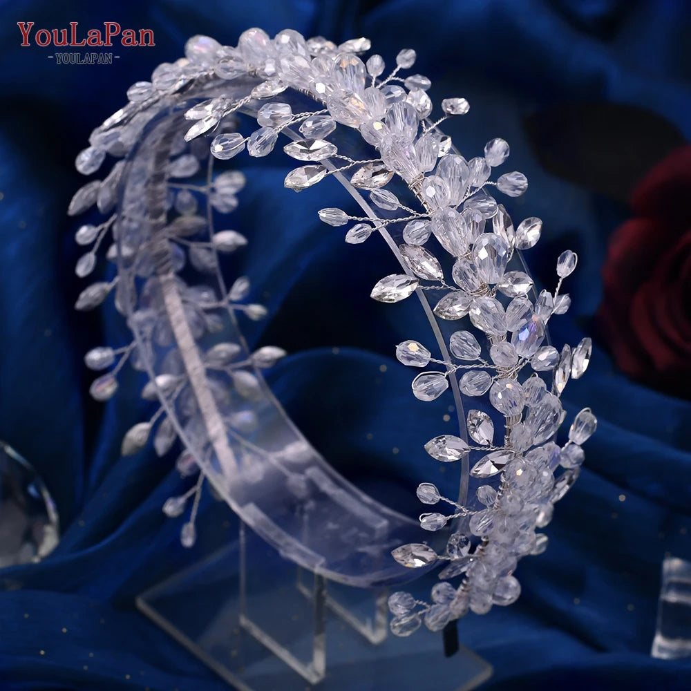 Handmade Pearl Hair Hoop Bride Elegant Alloy Leaf Hairbands Bridal Rhinestone Hair Tiara Wedding Hair Accessories HP322