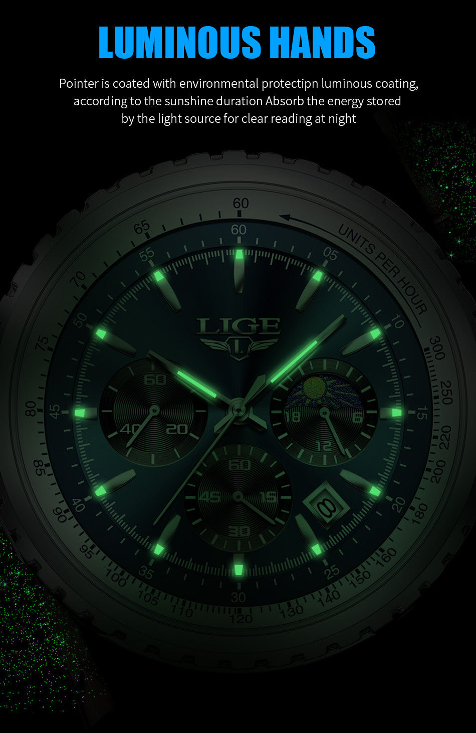 Men'S Quartz Watch Business Watch Moon Phase Multifunctional