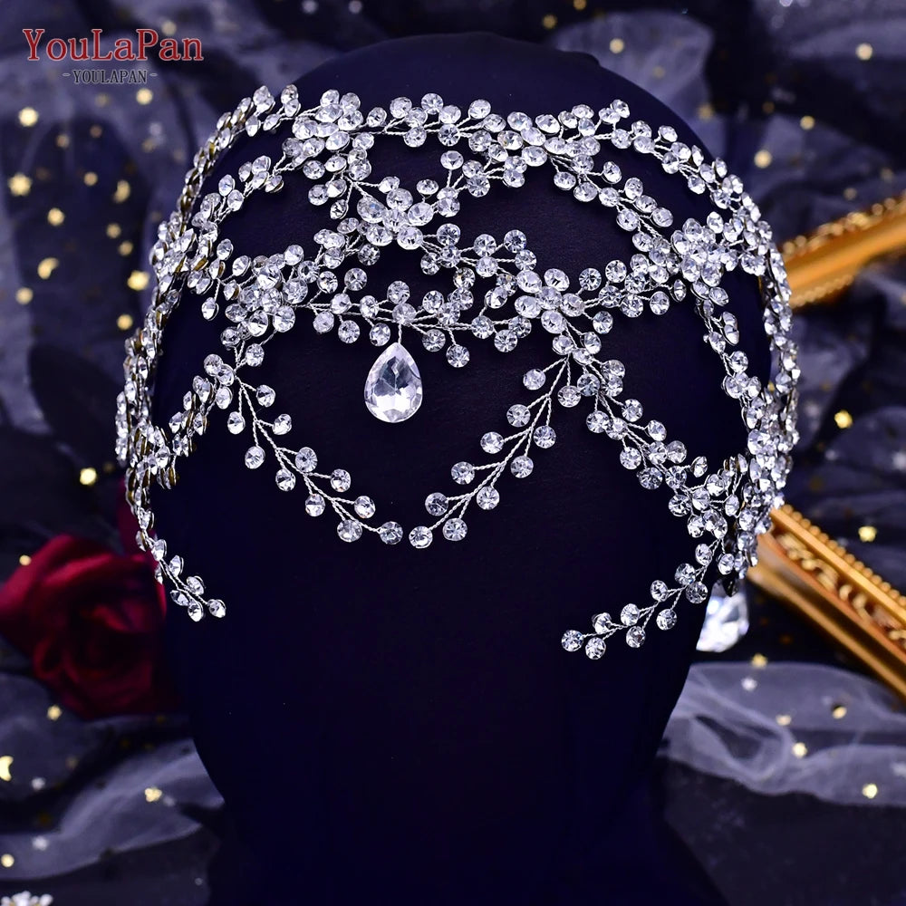 Handmade Pearl Hair Hoop Bride Elegant Alloy Leaf Hairbands Bridal Rhinestone Hair Tiara Wedding Hair Accessories HP322