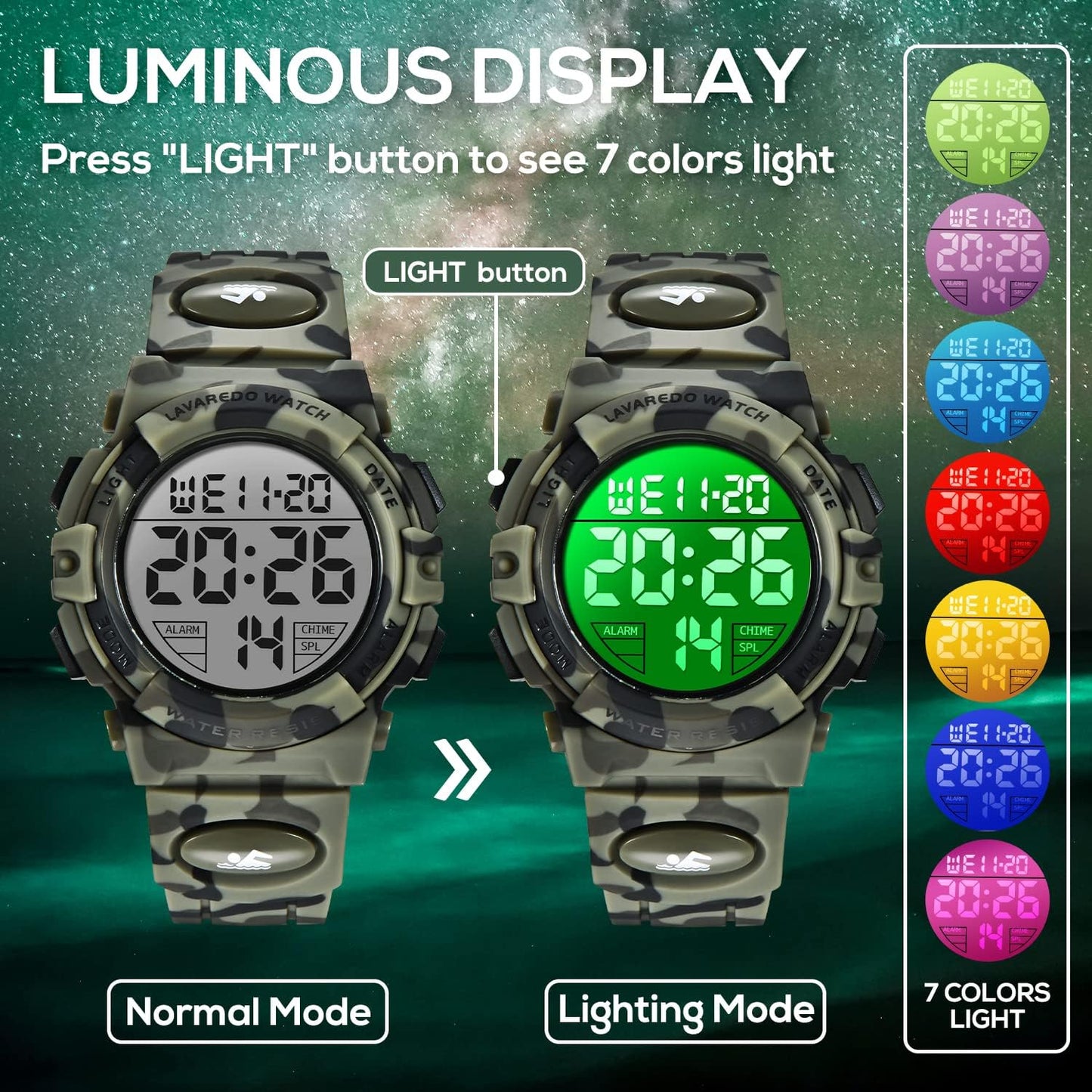 Kids Watch,Boys Watch for 3-12 Year Old Boys,Digital Sport Outdoor Multifunctional Chronograph LED 50 M Waterproof Alarm Calendar Analog Watch for Children with Silicone Band
