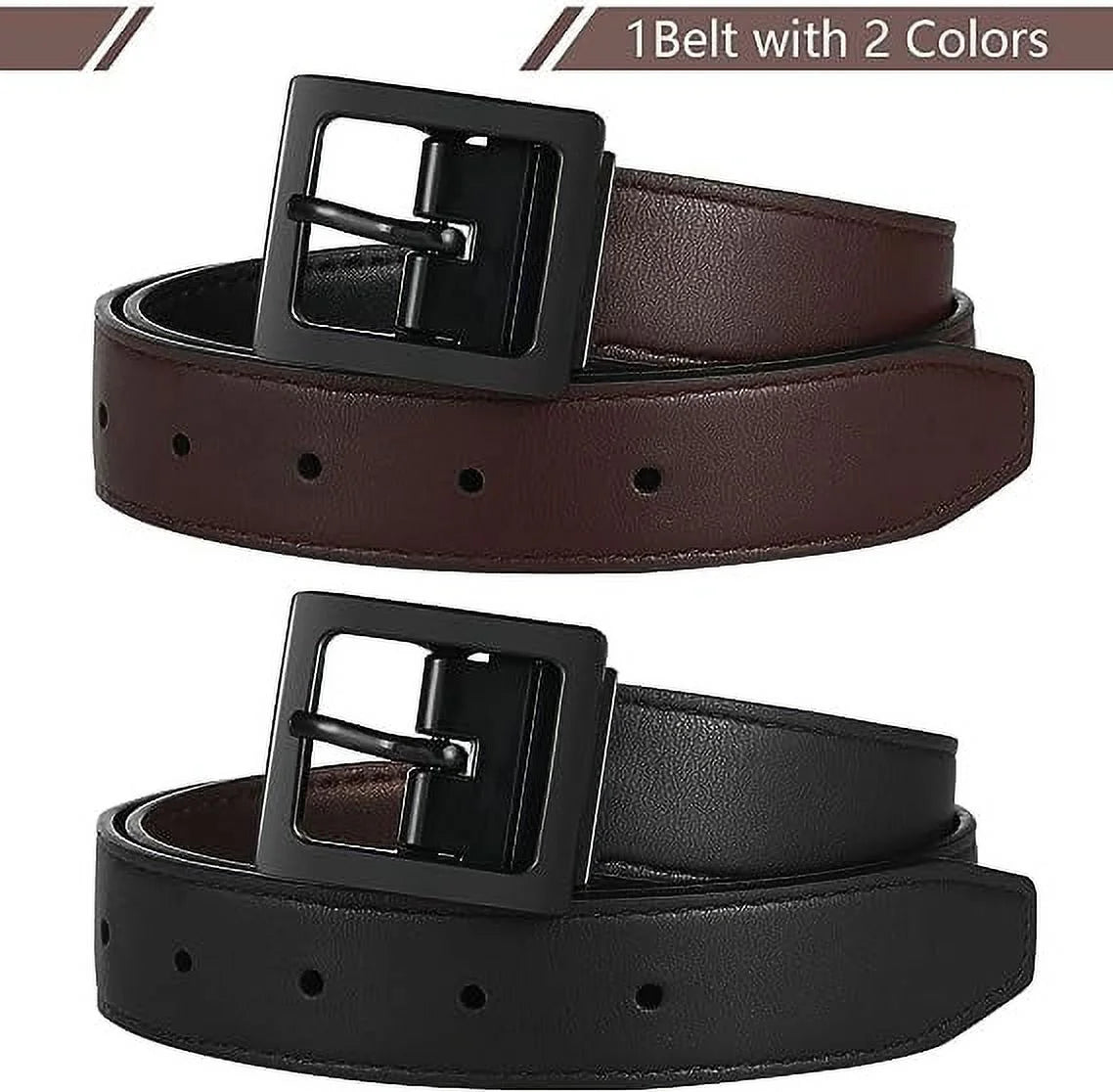Kids Reversible Leather Belts- Brown and Black Leather Belt Two in One Formal Casual Belt