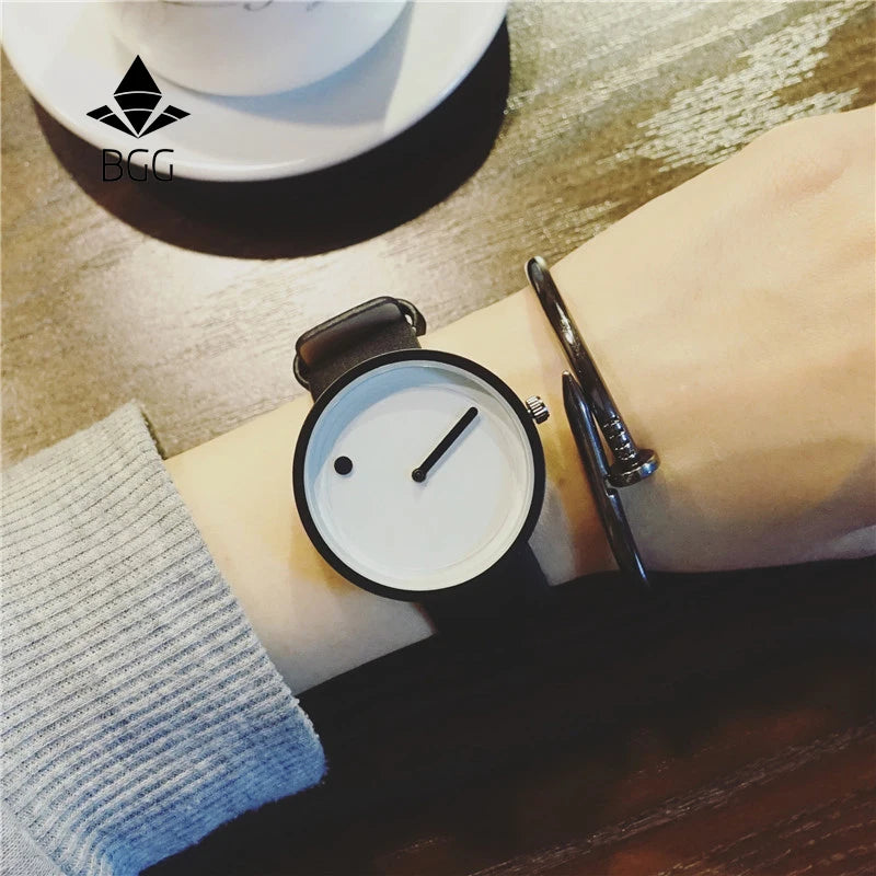 2020 Minimalist Style Fashion Creative Wristwatches Men Watches Dot and Line Simple Stylish Quartz Watches Leather Men Watches