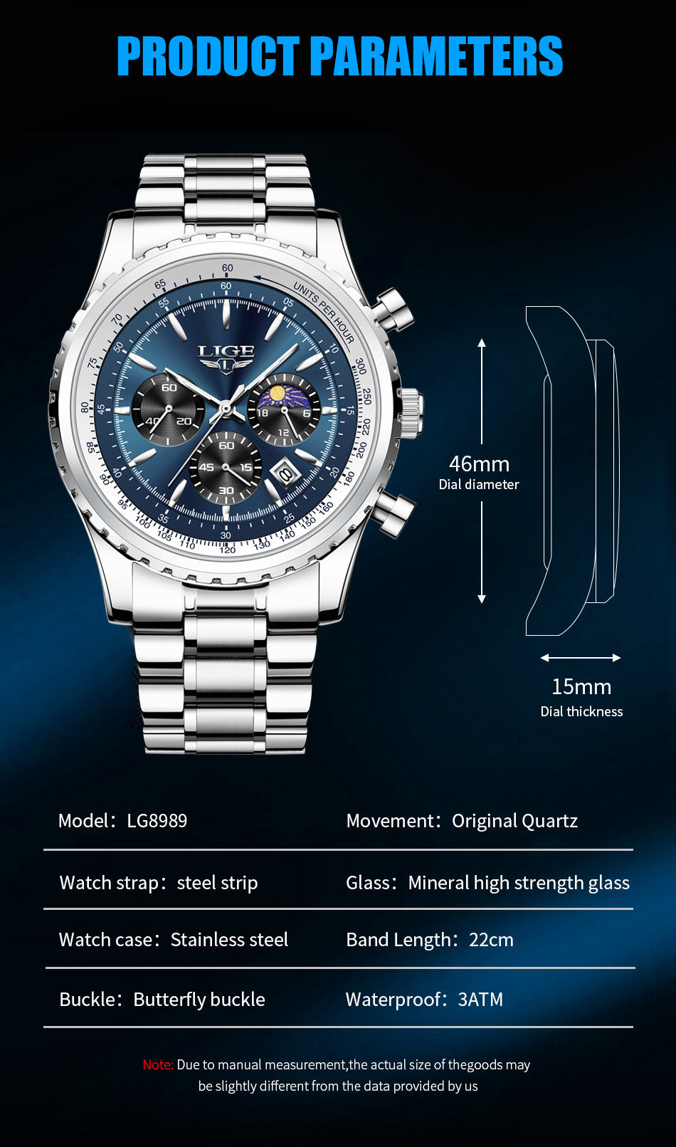 Men'S Quartz Watch Business Watch Moon Phase Multifunctional