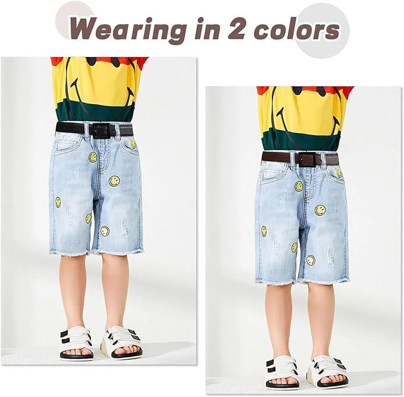 Kids Reversible Leather Belts- Brown and Black Leather Belt Two in One Formal Casual Belt