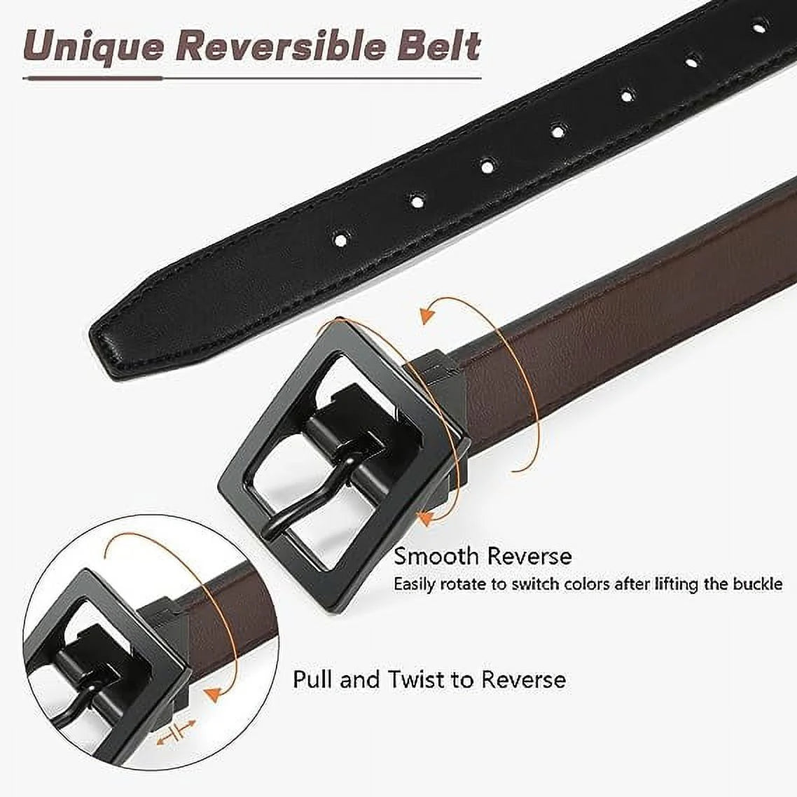Kids Reversible Leather Belts- Brown and Black Leather Belt Two in One Formal Casual Belt