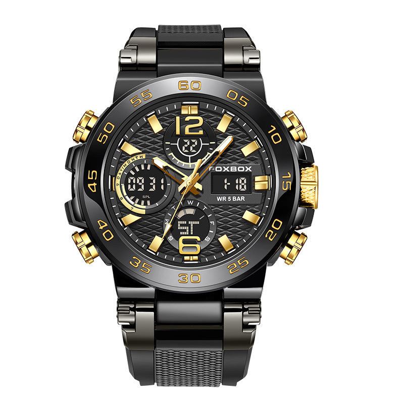 Double Display Multifunctional Silicone Luminous Sports Waterproof Men'S Watch