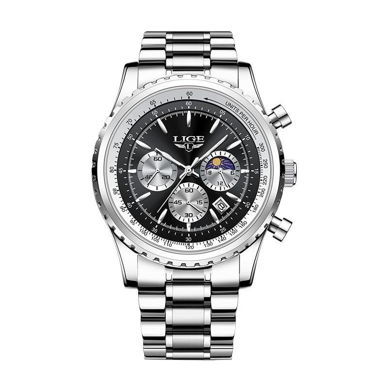 Men'S Quartz Watch Business Watch Moon Phase Multifunctional