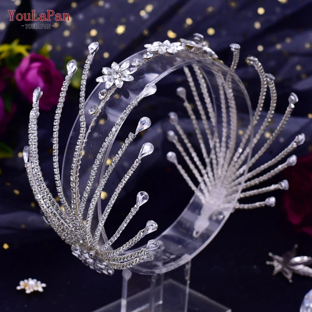 Handmade Pearl Hair Hoop Bride Elegant Alloy Leaf Hairbands Bridal Rhinestone Hair Tiara Wedding Hair Accessories HP322