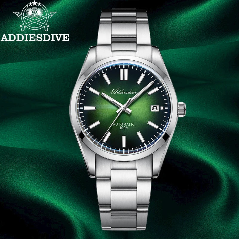 Watch New AD2071 Top Brand Sappire Green Gradient Dial Luxury NH35 Automatic Watch Waterproof 100M Leisure Men Watch
