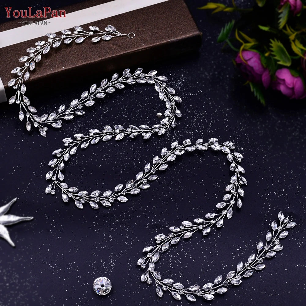 Handmade Pearl Hair Hoop Bride Elegant Alloy Leaf Hairbands Bridal Rhinestone Hair Tiara Wedding Hair Accessories HP322