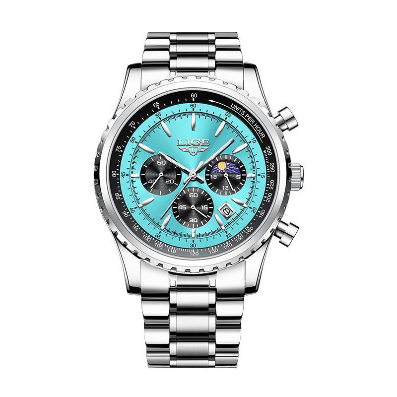 Men'S Quartz Watch Business Watch Moon Phase Multifunctional