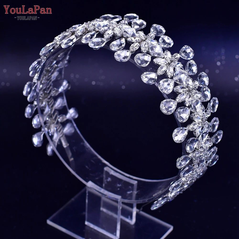 Handmade Pearl Hair Hoop Bride Elegant Alloy Leaf Hairbands Bridal Rhinestone Hair Tiara Wedding Hair Accessories HP322