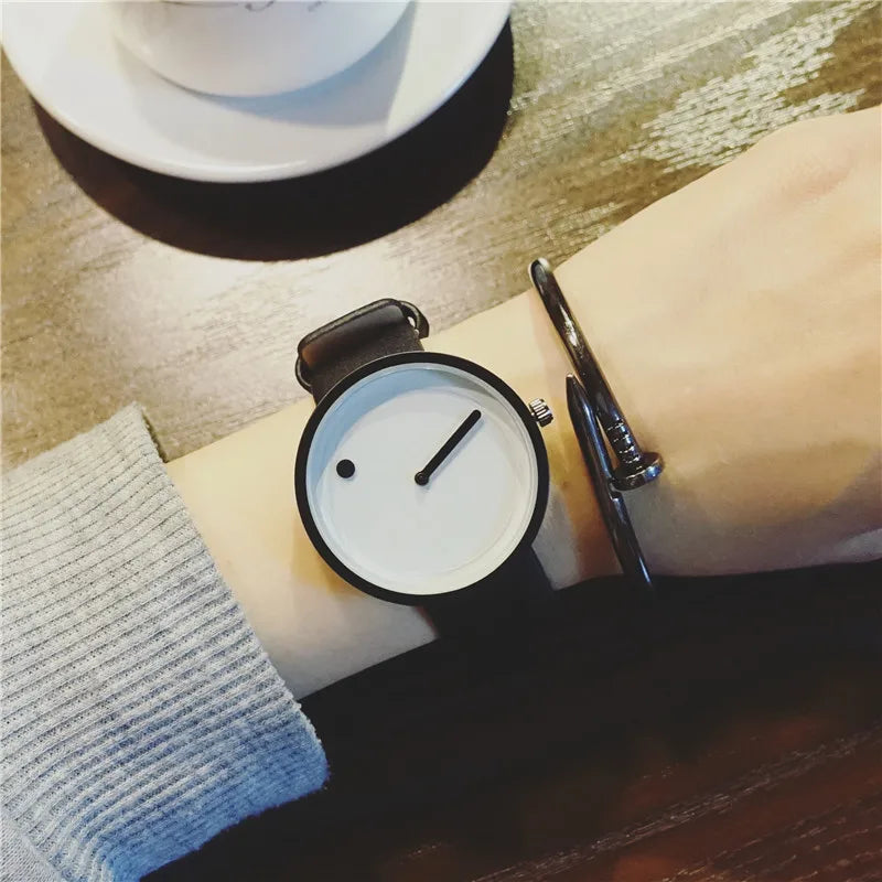 2020 Minimalist Style Fashion Creative Wristwatches Men Watches Dot and Line Simple Stylish Quartz Watches Leather Men Watches