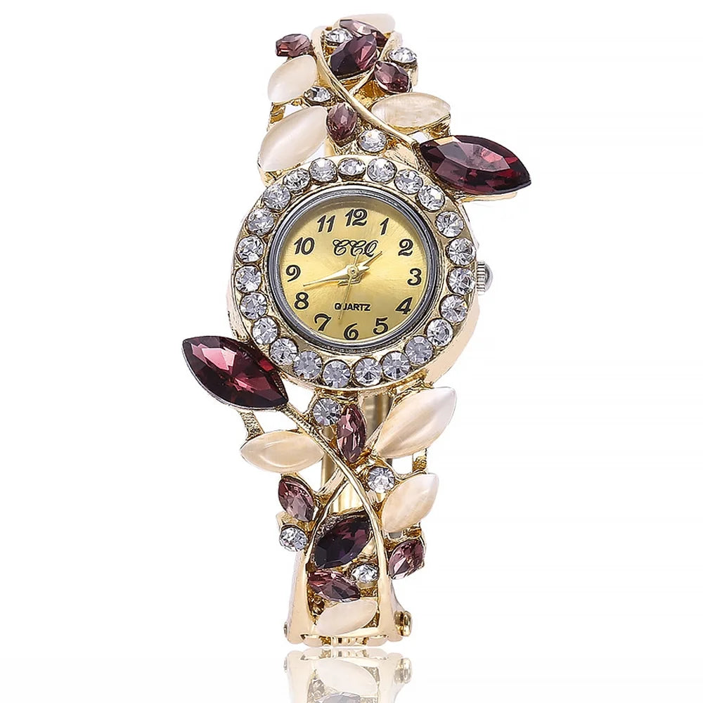 5 Pack Women Luxury Watch Bracelet Diamond Flower Lady Retro Wholesale Wrist Watch Jewellery