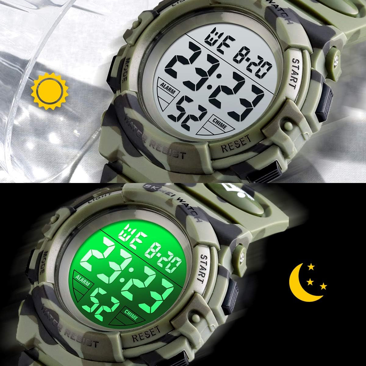 Kids Watch,Boys Watch for 3-12 Year Old Boys,Digital Sport Outdoor Multifunctional Chronograph LED 50 M Waterproof Alarm Calendar Analog Watch for Children with Silicone Band