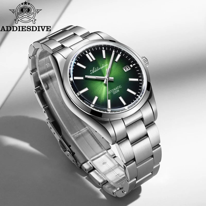 Watch New AD2071 Top Brand Sappire Green Gradient Dial Luxury NH35 Automatic Watch Waterproof 100M Leisure Men Watch