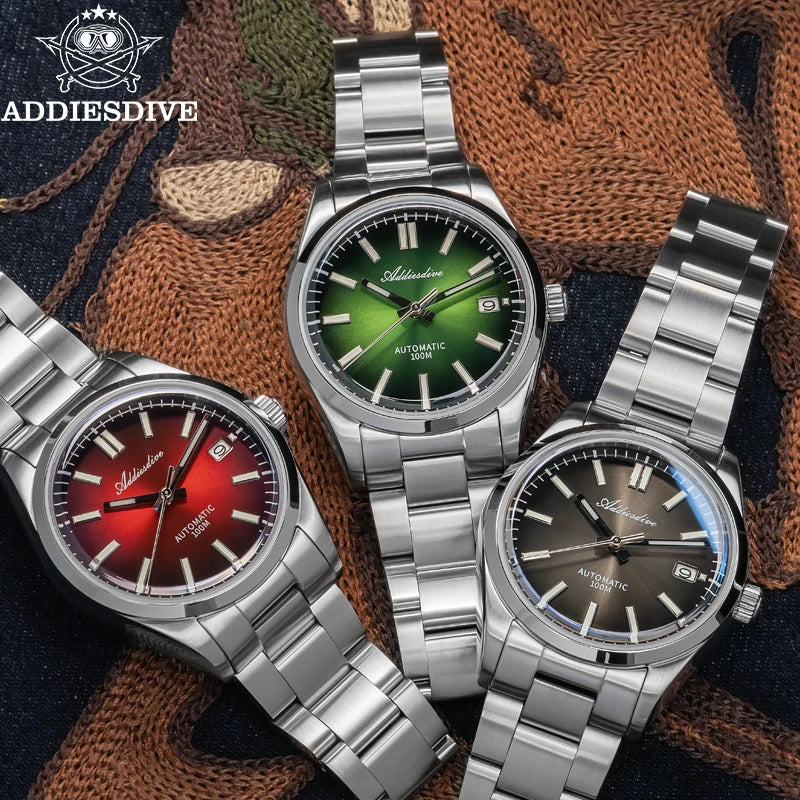 Watch New AD2071 Top Brand Sappire Green Gradient Dial Luxury NH35 Automatic Watch Waterproof 100M Leisure Men Watch