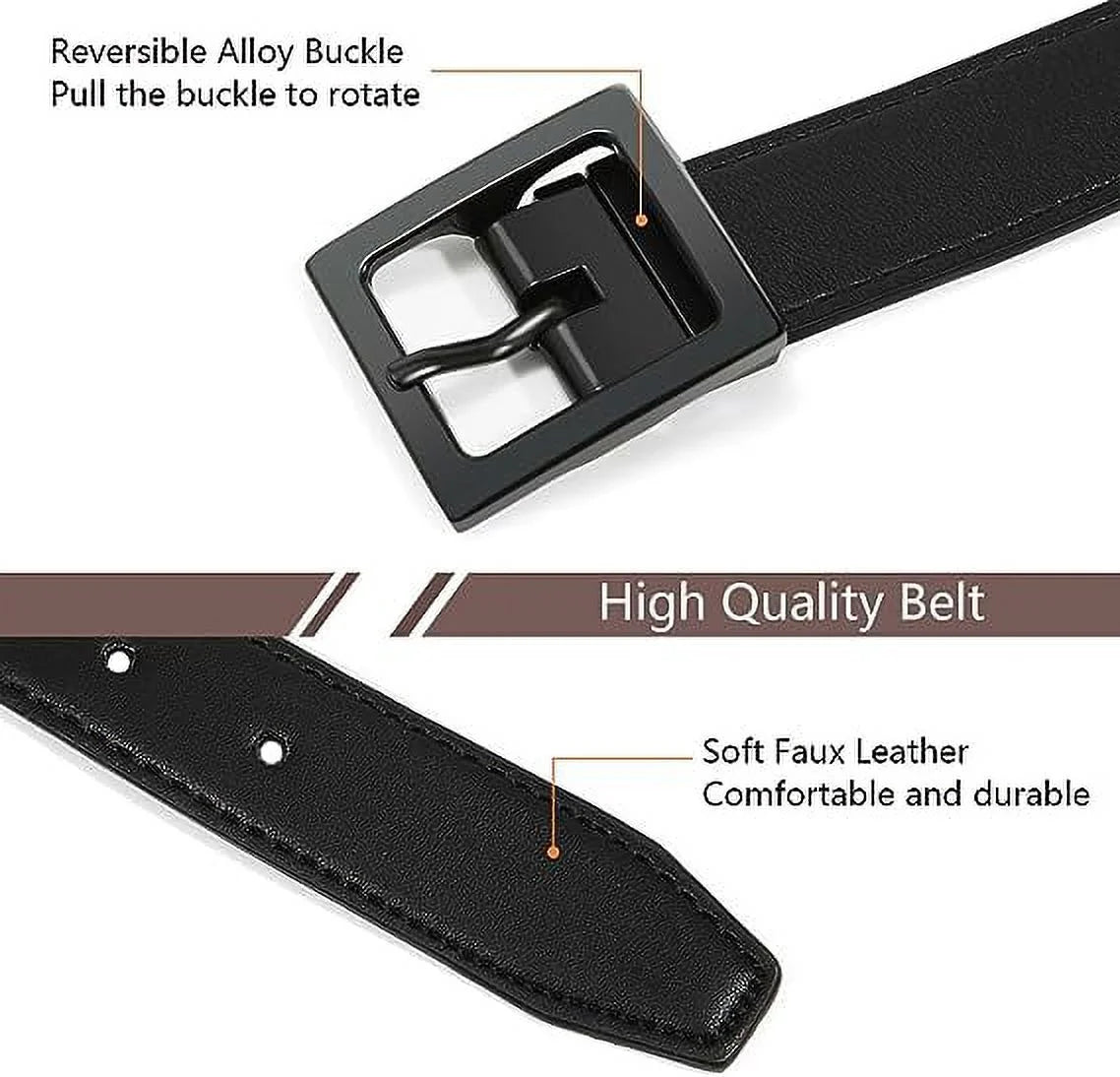 Kids Reversible Leather Belts- Brown and Black Leather Belt Two in One Formal Casual Belt