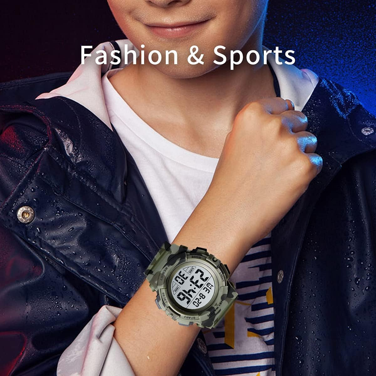 Kids Watch,Boys Watch for 3-12 Year Old Boys,Digital Sport Outdoor Multifunctional Chronograph LED 50 M Waterproof Alarm Calendar Analog Watch for Children with Silicone Band