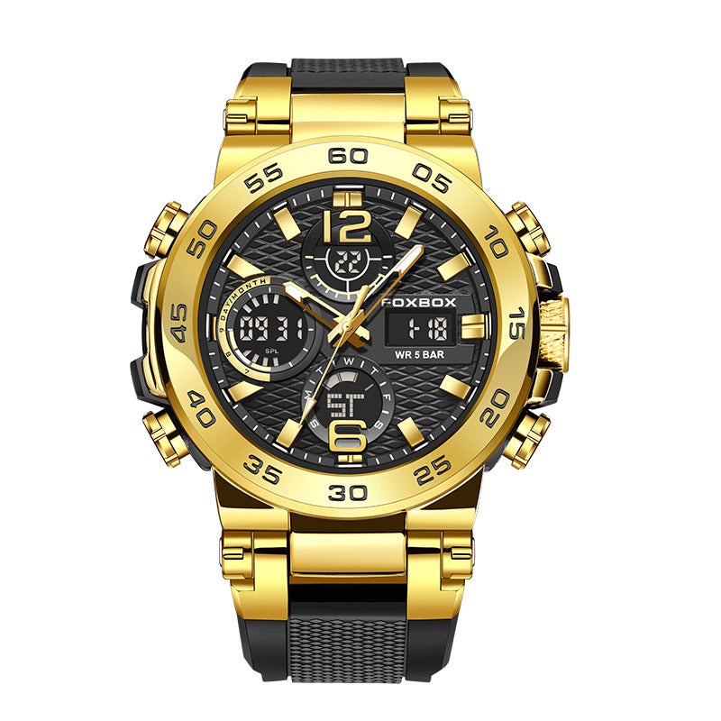 Double Display Multifunctional Silicone Luminous Sports Waterproof Men'S Watch