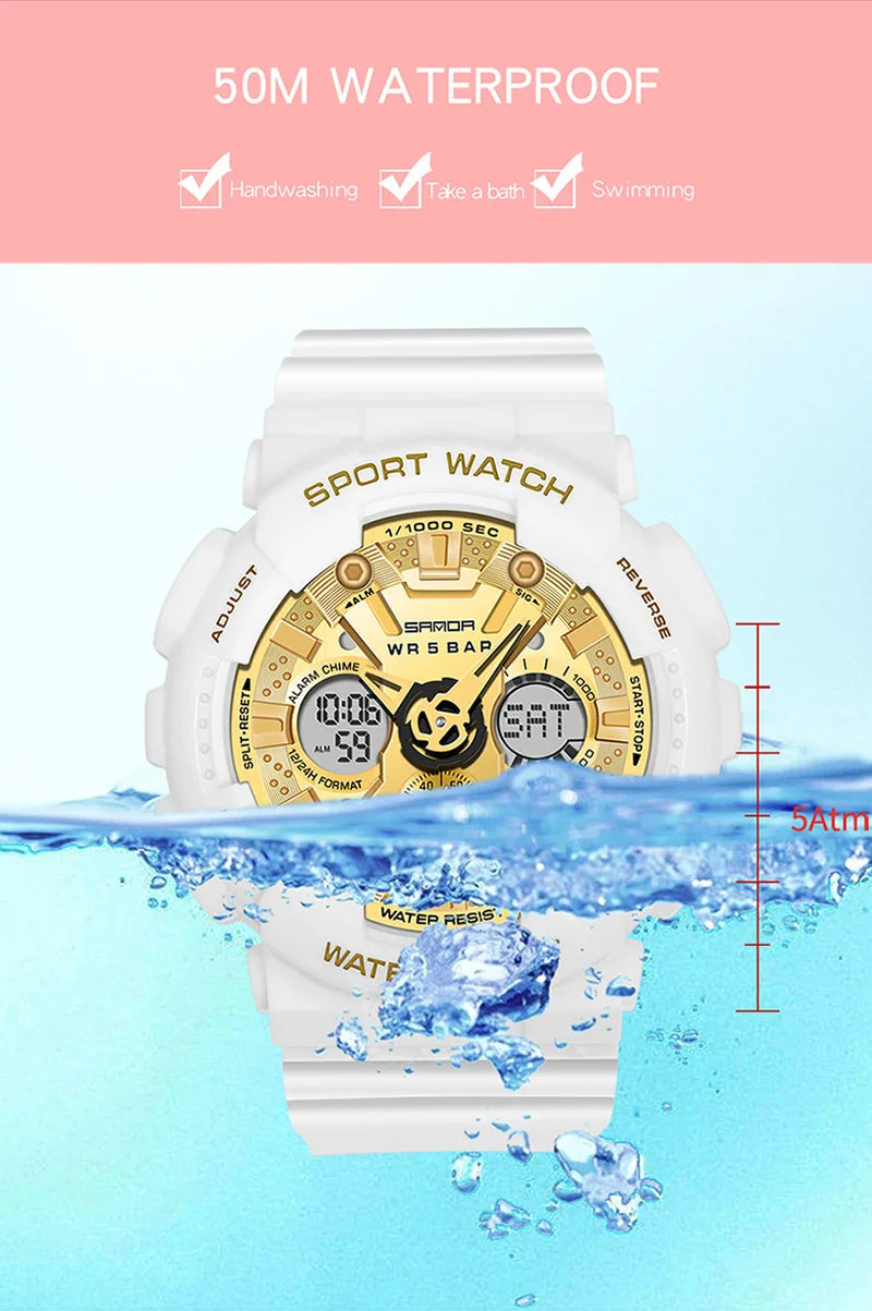 Women Men Watch Sports Dual Display 50M Waterproof Digital Wrist Watch for Male Female Clock Relogio Feminino High Quality 2025