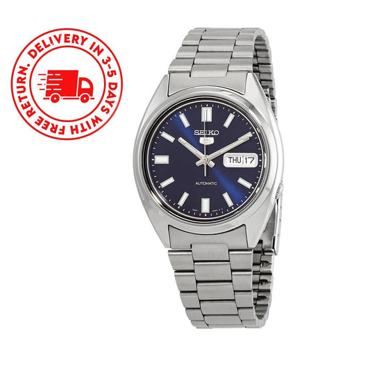 Seiko 5 Automatic Blue Dial Stainless Steel Band Case 38 Mm SNXS77K1 Men'S Watch