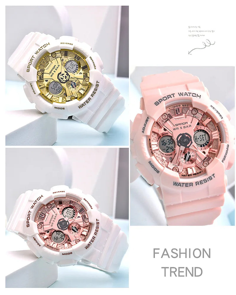 Women Men Watch Sports Dual Display 50M Waterproof Digital Wrist Watch for Male Female Clock Relogio Feminino High Quality 2025
